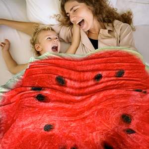 Couverture de nourriture réaliste-Jeté de pastèque en flanelle super douce pour adultes <span class=keywords><strong>et</strong></span> enfants Nouveauté drôle de style occidental - Product Image 4