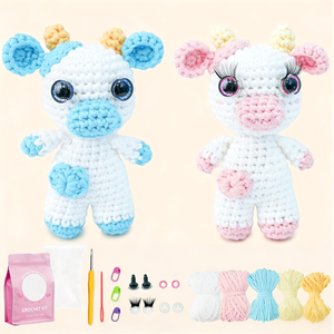 Accessoires <span class=keywords><strong>de</strong></span> crochet, kit <span class=keywords><strong>de</strong></span> crochet <span class=keywords><strong>pour</strong></span> débutants, jouets en peluche en forme <span class=keywords><strong>de</strong></span> vache, kits d'artisanat <span class=keywords><strong>de</strong></span> crochet amusants à faire soi-même <span class=keywords><strong>pour</strong></span> enfants et adultes - Product Image 1