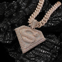Pendentif Hip Hop personnalisé de luxe serti de diamants, cadre en diamant, pendentif statement pour hommes, streetwear, soirées et musique