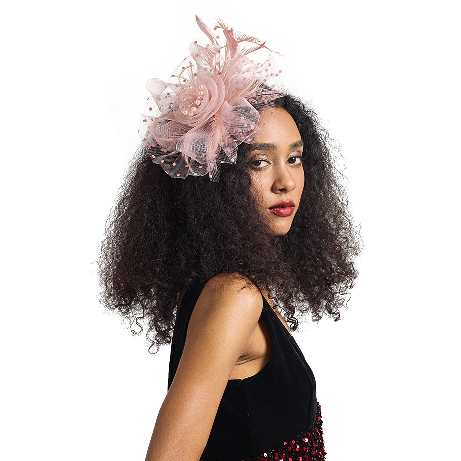 Fascinator Hat Wedding Tea Party Elegant Mesh Flower Feather Hair Clip Headband 1pcs Single Piece Fascinator Hat for Women Tea Party Feather  main image 3