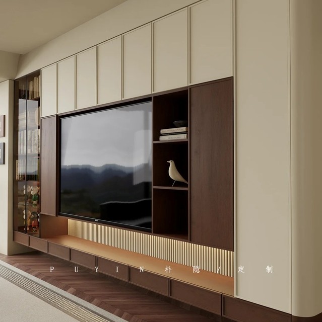 Minimalist Modular TV Cabinet with Customizable Layout Easy Assembly TV Wall Cabinet Set Living Room Media Storage Solution