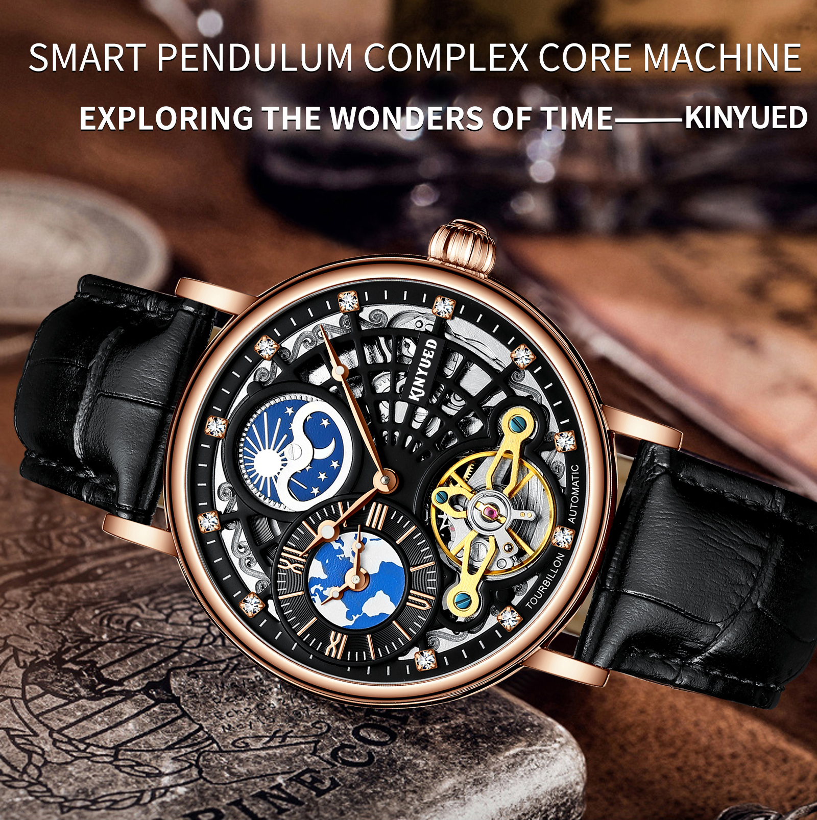2023 Kinyued J098 Watch With Custom Logo Moon Phase Luxury