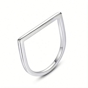 <b>Custom</b> Jewelry Wholesale 925 Sterling Silver 14K Gold Vermeil Bar Square Simple <b>Ring</b> for Women - Product Image 2