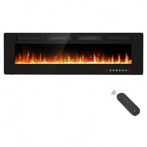 Chimenea Eléctrica Empotrada <span class=keywords><strong>de</strong></span> 68 Pulgadas con Llama <span class=keywords><strong>de</strong></span> Cristal y Leños, Calentador Inteligente <span class=keywords><strong>de</strong></span> 750W/1500W con Control Remoto por Aplicación - Product Image 4