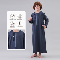 Nouvelle Robe Arabe Bleu Marine pour Garçons 2026 - Thobe, Kandura, Jubba Style Omanais, Dishdasha pour Enfants - Ramadan Aïd Moubarak