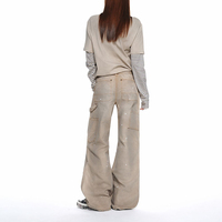 Jeans à jambe droite style vintage et usé, effet vieilli, pour hommes et femmes, de marques streetwear européennes et américaines