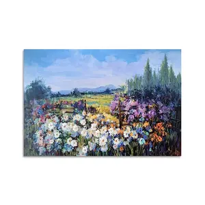 Color Hand-painted flower Canvas Wall Art Wildflower Picture Oil Painting Natural landscape frame artwork living room decoration