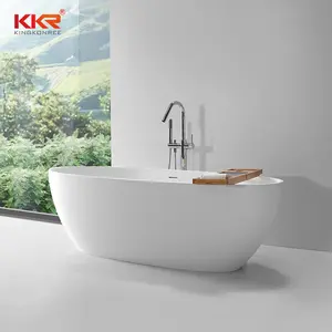 oval design artificial marble free stand soaker bath stone resin tube solid surface bathtub