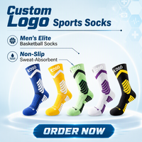 Chaussettes de sport pour hommes respirantes, antidérapantes, absorbantes, en tissu éponge, pour le basketball et le football
