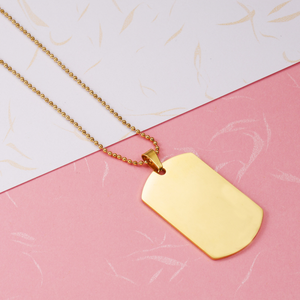 Collana Personalizzata da Uomo Trendy Hip Hop con Targhetta Vuota Placcata Oro 18k per Incisione Nome - Product Image 2