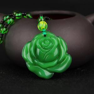 Collar de jade de cristal para hombre y mujer, colgante largo de Buda de Guanyin verde <span class=keywords><strong>oscuro</strong></span> - Product Image 4