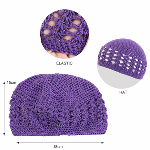 HZM-24565 Vente Chaude Islamique Musulman Prière Cap Crochet Élastique Solide Couleur Tricoté Kufi Chapeau - Product Image 6