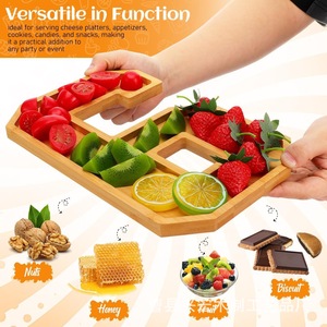 Plateau de service en bambou avec lettres et chiffres, couleur bois naturel, pour la présentation des aliments lors de fêtes ou à la maison - Product Image 3