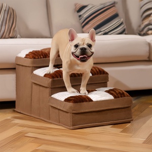 3 <strong>Steps</strong> Folding <strong>Dog</strong> <strong>Step</strong> Stairs Foldable Chessboard Handcrafted <strong>Dog</strong> Stairs with Storage and Condo for High <strong>Bed</strong> &amp; Sofa - Product Image 4