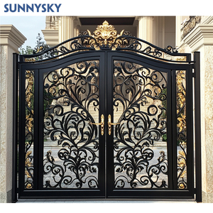Sunnysky Chất lượng cao nhà sản xuất đẹp bên ngoài cửa nhà phong cách nhôm wrought sắt thiết kế cổng đối với trang chủ - Product Image 1