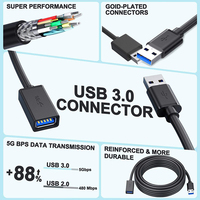 Câble d'extension USB 3.0 mâle vers femelle, cordon USB 3.0 pour Smart TV, PS4, 5 Gbps, câble d'extension de transfert de données USB