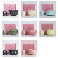 Bol à matcha avec bec verseur et support pour fouet, ensemble en céramique pour la cérémonie du thé japonaise