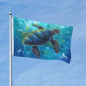 Drapeau de plage tortue 3x5 pieds, bannière double face pour les fêtes, le jardin, la cour, la décoration intérieure et extérieure - Product Image 4