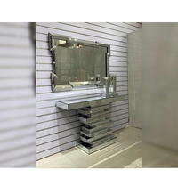 Table de vue latérale en diamant écrasé, meuble de couloir en MDF avec miroir, offre spéciale