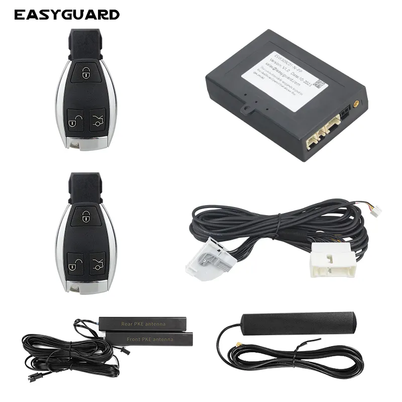 EASYGUARD Kit PKE pengganti kunci pintar, MASUK TANPA kunci pasif cocok untuk mobil Benz dengan pabrik OEM tombol Start tekan pasang Putar