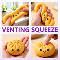 Jouet en purée de dumpling, Boîte mystère de purée de baozi, Balle anti-stress colorée en purée de calmar, Jouet élastique avec cuiseur vapeur