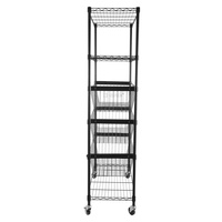 Maßgefertigtes 6-stöckiges Drahtregal-Trolley Metall-Garagenregal für Dachboden und Speisekammer mit Schiebekörben