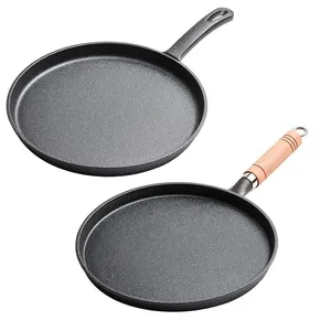Poêle à crêpes <span class=keywords><strong>en</strong></span> <span class=keywords><strong>fonte</strong></span> épaisse non revêtue avec poignée, poêle à omelette, poêle à frire pour steak, appareil à crêpes, universel pour gaz et <span class=keywords><strong>induction</strong></span> - Product Image 6