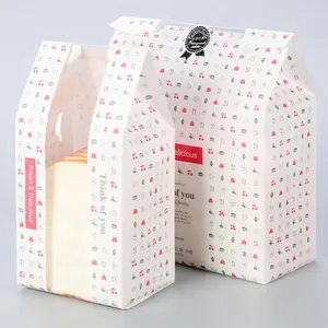 Высококачественная печать на заказ, пищевая биоразлагаемая упаковка для тостов, бумажный пакет для пекарни с прозрачным окном
