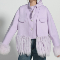 Jxwatcher Ensemble 2 pièces de luxe : Manteau et Gilet en Laine Double Face Haut de Gamme avec Manchettes en Véritable Fourrure de Renard – Fabricant Personnalisé de Manteaux d'Hiver en Véritable Laine
