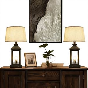 Lampada da Comodino Moderna Stile Fattoria 20.5 Pollici, Dimmerabile a 3 Livelli con Controllo Touch, 2 Luci per Camera da Letto e Ufficio, Ferro Nero - Product Image 1