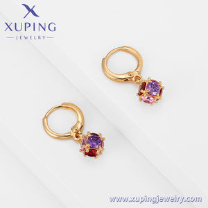 90072 Xuping Pendientes de Oro de <span class=keywords><strong>18K</strong></span>, Arracada Grande con Cristal Tipo Diamante, Pendientes de Moda Chapados en Oro de <span class=keywords><strong>18K</strong></span> para Mujer - Product Image 4