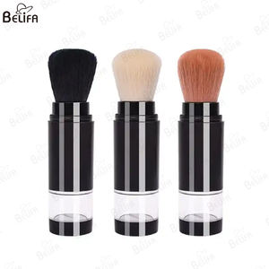 BELIFA gros cheveux synthétiques végétaliens talon plat court rétractable rechargeable <span class=keywords><strong>maquillage</strong></span> poudre brosse - Product Image 3