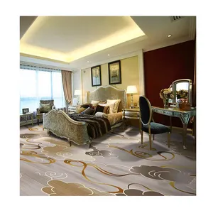 Tapete de hotel broadloom resistente ao fogo, tapete de design personalizado, tapete de piso de hotel com estampa floral de luxo, tapete de parede a parede