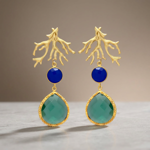 Boucle d'oreille en plaqué or avec calcédoine et saphir Hydro Gemstone - Product Image 2