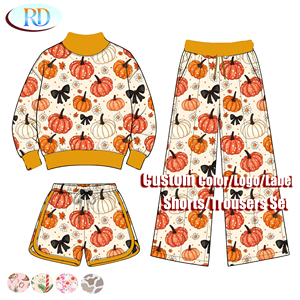Ensemble de survêtement pour enfants Ruidian en deux pièces, en tissu gingham, col montant, bordure contrastée en molleton français, logo personnalisé, <span class=keywords><strong>short</strong></span>/pantalon - Product Image 2