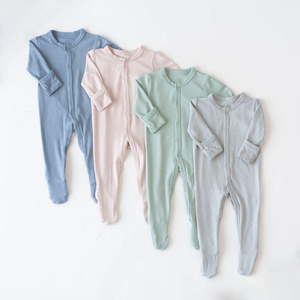 Pyjamas barboteuse en coton bambou biologique de haute qualité pour bébé personnalisables en gros costumes de nuit doux pour bébé avec fermeture à glissière - Product Image 3