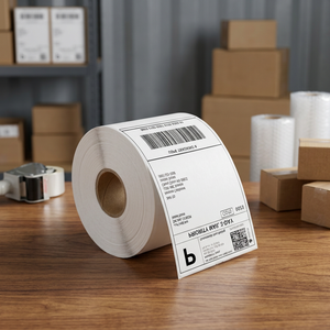 Rouleau d'étiquettes codes-barres thermiques directes haute performance 38x25mm, papier blanc imperméable, adhésif permanent puissant, qualité supérieure - Product Image 4