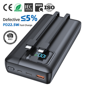 Được xây dựng trong cáp LCD CE ROHS pd22w điện thoại di động sạc nhanh không dây xách tay 10000mAh 20000mAh Powerbank ngân hàng điện - Product Image 1