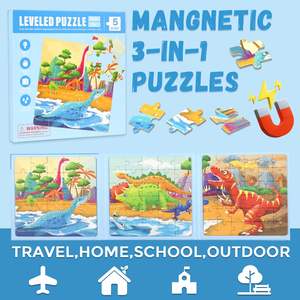 Puzzles magnétiques 3 en 1 pour enfants, <span class=keywords><strong>dinosaures</strong></span>, livre de puzzle magnétique, puzzles de voyage pour tout-petits, jouet d'apprentissage préscolaire - Product Image 5