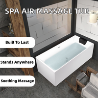 Baignoire de massage rectangulaire autoportante en acrylique blanc écologique moderne, portable, avec drain, capacité 2 personnes, pour usage hôtelier