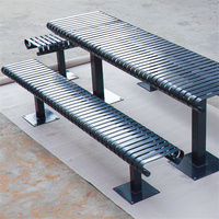 Ensemble de mobilier d'extérieur table de pique-nique commerciale à lattes en acier avec banc restaurant école extérieur parc table à manger en métal chaise