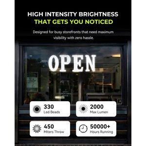 <b>Led</b> Open <b>Sign</b> 30x10 Inch Super Bright White <b>Led</b> Display For Retail Store Window Hanging Installation - Product Image 2