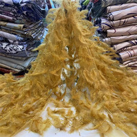 Tissu en dentelle brodée avec perles en plumes, tubes et sequins pour robes de mariée du Moyen-Orient et cheongsams pour enfants