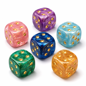 Ensemble de dés en acrylique marbré nacré personnalisé de 16 mm avec points dorés, plusieurs couleurs, pour jeux de société et cadeaux - Product Image 4