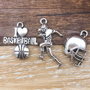 Antique Silver Alloy Sports Charms Pendant DIY Jewelry Accessories 20 Styles Mixed Set - Product Image 2