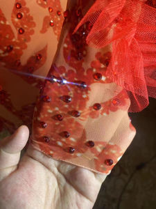 فستان سهرة أنيق وجذاب باللون الأحمر من ZD مع تفاصيل من الراين - خصر طبيعي وطول يصل للأرض، فستان رسمي للحفلات الراقية وحفلات الزفاف - Product Image 5