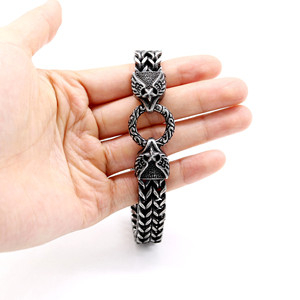 Bracelet en acier titane à motif d'aigle yunnique pour hommes, style punk rétro, chaîne noire, bijoux à design géométrique, style moto - Product Image 4