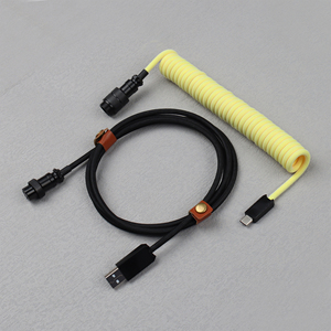 USB <span class=keywords><strong>a</strong></span> tipo <span class=keywords><strong>C</strong></span> GX16 Aviator Nylon trenzado Cable de datos en espiral Cable de teclado mecánico - Product Image 1