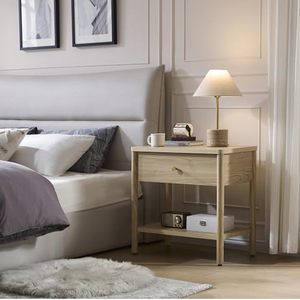 End <strong>Table</strong> with Drawer, Wood Nightstand with Solid Wood Legs, Large <strong>Bedside</strong> <strong>Table</strong> Wooden Bedroom Side <strong>Table</strong> <strong>Mid</strong> <strong>Century</strong> Modern - Product Image 1
