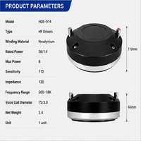 HDE-914 Neodimyum Kompresyon Sürücüsü 1.4" VC 120W AES 8 Ohm Metal Gövdeli PA Hoparlör Sistemi için
